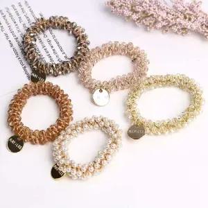 크리스탈 비즈 머리끈 헤어슈슈 머리고무줄