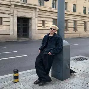 남사친 청 빈티지 가을 캐주얼 청자켓 코트 터키석 워싱 칼라 재킷 DUCHI3