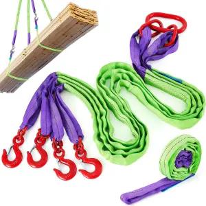 GliCraft 2개 6.6피트 폴리에스터 헤비 듀티 팅 리깅 스트랩 4개 다리 브릴 웹 슬링 후크 앤 트위스트 트