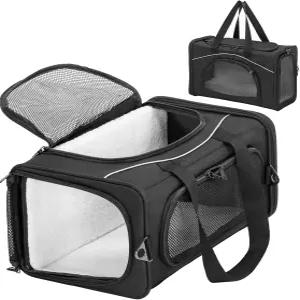 펫핏 항공사 승인 소형 고양이용 반려동물 캐리어 16.5x8.6x11 TSA 탈착식 양면 패딩 양방향 배치 -