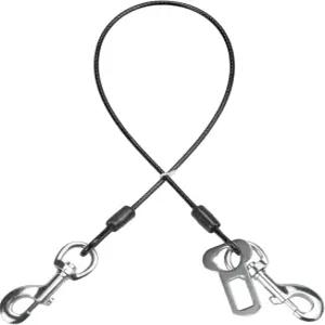 차량용 미 메티 반려견 안전벨트 하네스 코팅 와이어 목줄 씹지 않는 테더 케이블 액세서리 더블 클립 및