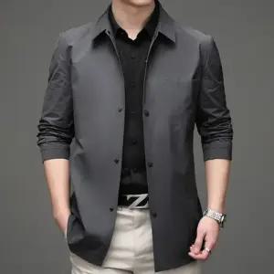 샤오원샵 남사친 하프 캐주얼 가을 슬림 트렌치 루즈핏 싱글 키작남 꾹3