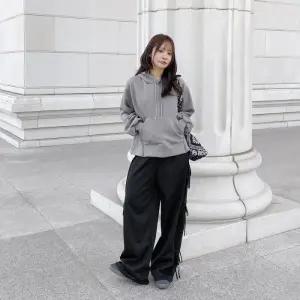 [옷자락]여자 캥거루 포켓 절개 트임 후드티