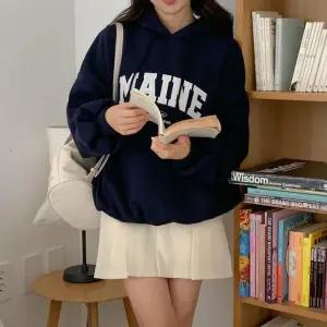 [옷자락]여자 레터링 패치 데일리 기모 후드티