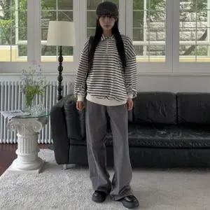 [옷자락]여자 카라넥 반집업 단가라 오버핏 맨투맨