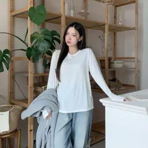 [옷자락]여자 베이직 무지 기모 라운드 티셔츠