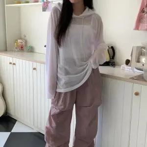 [옷자락]여자 모던 썸머 시스루 니트 후드