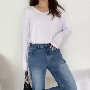 [옷자락]여자 밑단 라운드 찰랑 무지 긴팔 티셔츠