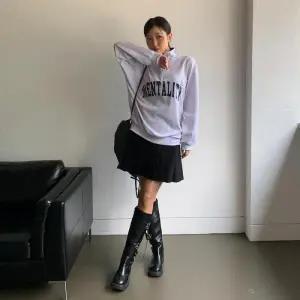 [옷자락]여자 레터링 프린팅 배색 루즈핏 반집업