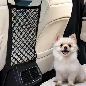 SUV용 래빗구 도그 카 네트 배리어 금속 후크 및 신축성 메쉬가 있는 펫 디바이더 보관 가방 설치가 쉽고