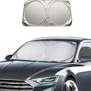 저장 파우치가 있는 지시너 자동차 앞유리 선쉐이드 자동 자외선 차단 커버 접이식 전면 유리창 바이저