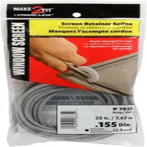 프라임 라인 P 7635 벌크 스크린 스플라인 0.155인치 직경 25피트 롤 그레이