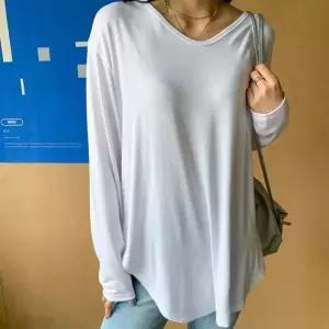 [옷자락]여자 브이넥 찰랑 루즈핏 밑단 라운드 티셔츠