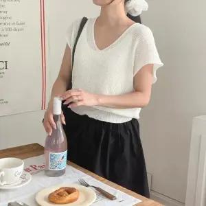 [옷자락]여자 브이넥 하찌 루즈핏 니트 나시