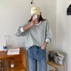 [옷자락]여자 라운드넥 잔단가라 옆트임 롱 긴팔 티셔츠