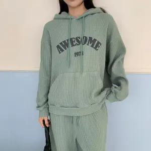 [옷자락]여자 캐주얼 와플 어썸 워싱 후드티