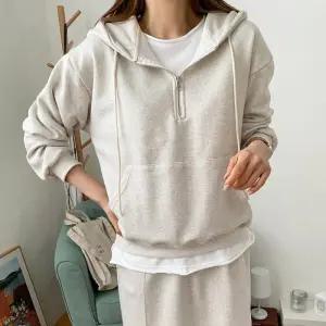 [옷자락]여자 반집업 기본 베이직 무지 후드티