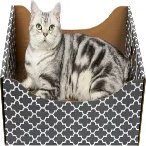 초대형 골판지 고양이 스크래처 박스 양면 스크래치 패드가 있는 헤비 듀티 침대 튼튼하고 리필 가능 긁고