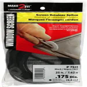프라임 라인 P 7523 스크린 리테이너 비닐 스플라인 0.175인치. 원형 검은색 25피트(1롤)