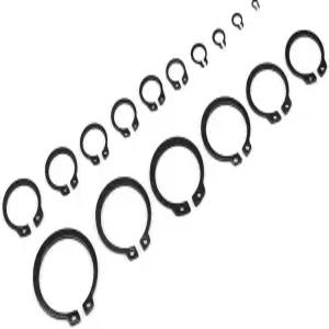 150PCS 블랙 서클립 스냅 리테이닝 링 산업용 패스너용 3mm-32mm 내부 외부 잠금 박스 포함 18가지 사이즈