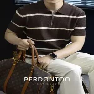 남친 캐주얼 반팔 카디건 스트라이프 캐주얼룩 반집업 럭셔리 칼라넥 빈티지한 MODU2