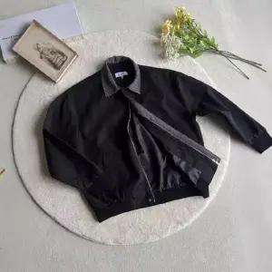 남자 블랙 봄 빈티지 터틀넥 점퍼 상의 항공 체크 투스 숏 재킷 G15Z1N MODU1