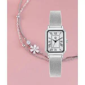 매장정품 VOLKSVAGEN WATCH 스퀘어 손목시계 화이트스톤 벚꽃두줄팔찌 문구각인