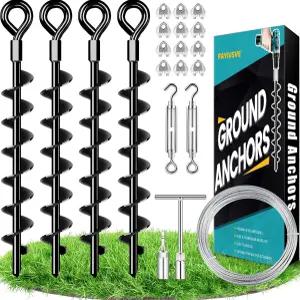 지상 앵커 1/8인치 아연 도금 케이블과 턴버클이 장착된 키트 트램펄린 창고 캐노피 가제보 모바일 홈 스윙