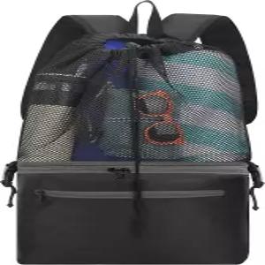 여름 캠핑 휴가를 위한 KISLANE 메시 비치 백팩 가방 시원한 바닥