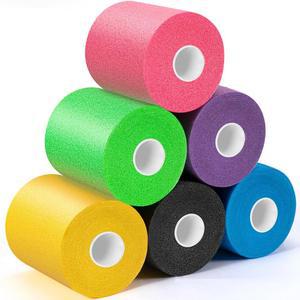 업그레이드된 6팩 프리 랩 애슬레틱, 헤어 축구용 멀티 컬러 애슬레틱 테이프, 축구 스포츠 폼 언더 테이프 - 핑크, 블랙, 블루, 퍼플, 그린, 옐로우