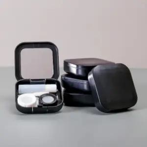 스퀘어 5p 세트 콘택트 렌즈 통 케이스 거울 보호 클리너 보존 휴대용 거울형 원데이 미니