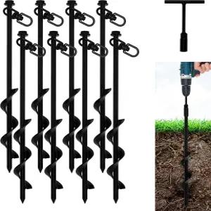 VASGOR 16인치 접지 앵커 8개 드릴 캠핑 텐트용 헤비 듀티 후크 캐노피 자동차 포트 헛간 스윙 세트 동물