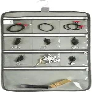 여행 가방과 홈 옷장 보석 보관 가방(GREY)을 위한 지퍼가 달린 클리어 포켓 10개가 걸이 주얼리 정리함