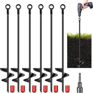 6개 30인치 오거 어스 앵커 헛간 키트 나선형 블레이드 헤비 듀티 트레일러 쉼터 텐트 캐노피 트래핑 스윙