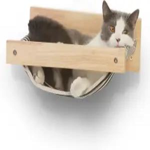 후쿠마루 해먹 벽걸이 고양이 침대와 농기구 나무 벽 가구 수면 놀이 등반 라운지를 위한 안정적인 선반