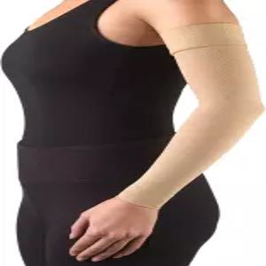 트루폼 림프부종 압박 팔 슬리브 유방 절제술 후 20-30mmHg 지지 도트 탑 그립 밴드 베이지 미디엄