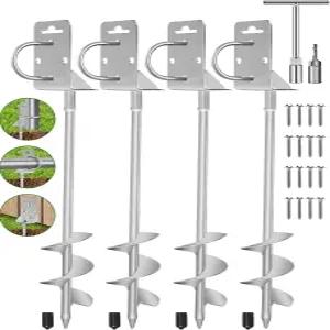 접지 앵커 나사 끼움 20인치 이동식 홈 4종 세트 드릴 비트가 포함된 저장고 키트 창고용 트램폴린 캠핑