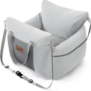 소형 및 중형견을 위한 조미시아 반려견 카시트 - 클립온 안전 목줄이 있는 차량용 방수 반려동물 부스터