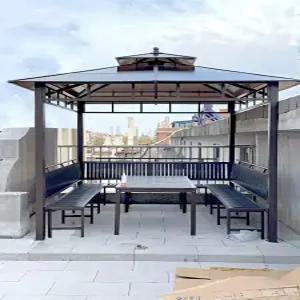 야외 파고라 펜션 가제보 차양막 바베큐 데크
