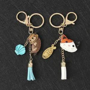 열쇠고리 고양이 키링 예쁜 작은 가죽 고양이키링 WFLOU2Y