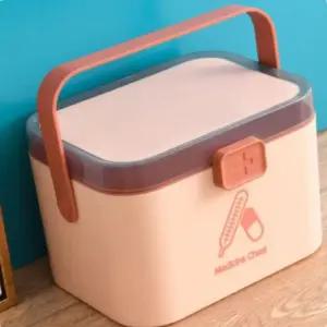 가정용약상자 2단 분리형 구급함 핑크 소형의료용품 약보관함 용구급 구급 휴대용