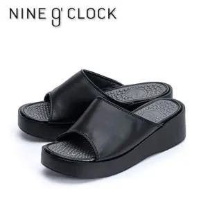 여성 슬리퍼 블랙 지압 나인어클락