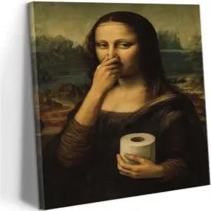 재미있는 욕실 모나리자 캔버스 벽 아트 빈티지 그림 장식 유머 화장실 핀칭 코 포스터 홈 데코용 아트워크