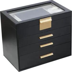 여성용 부보 주얼리 박스 화이트 및 블랙 4겹 목걸이 팔찌 귀걸이 반지 보관 소녀 선물용 홀더 정리함