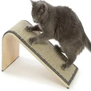 스마트캣 시살 앵글 램프 고양이 스크래처 천연 직조 표면 및 있는 안정적인 나무 구조