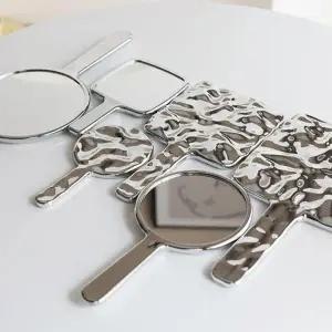 휴대용 손거울 대형 사각형 원형 실버 메이크 미니거울 피부관리샵거울 미러 뷰티_24993514