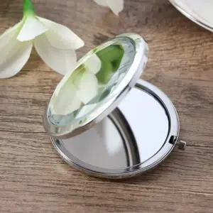 ( )미니거울 크리스탈 양면 손거울 화이트 2배확대 원형손거울 미니손거울_24993918