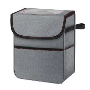 뚜껑과 수납 포켓이 있는 간단한 디럭스 자동차 쓰레기통 조절 가능한 스트랩이 다용도 접이식 및 휴대용