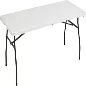 아마존 베이직 헤비 듀티 휴대용 접이식 테이블 6피트 실내 및 실외 손잡이가 있는 하프 디자인 흰색 포함