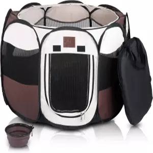 파크랜드 반려동물 휴대용 접이식 플레이펜 운동 개 고양이 실내/외 탈착식 메쉬 그늘막 커버 케이스 및